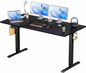 Standing Desk, Adjustable Height Electric Sit Stand Up Down Computer Table, 63x24 Inch Ergonomic Rising Modern Lift Motorized Gaming Desktop Workstation for Work Home Office, Black