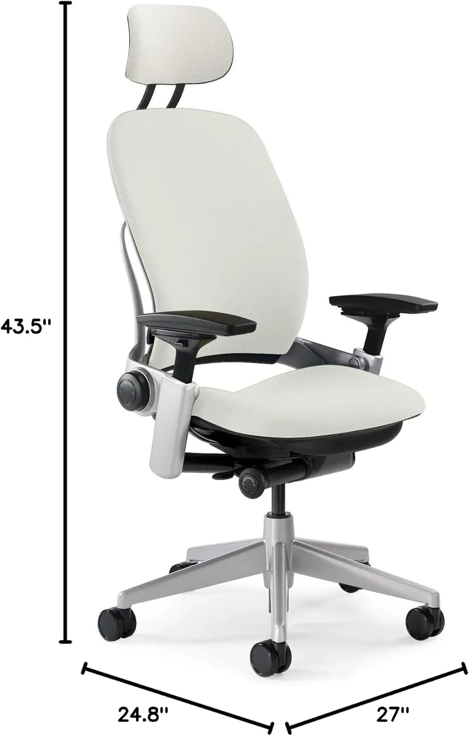 Steelcase Leap Task Chair: Platinum Base - 4D Adjustable Arms - Headrest - Hard Floor Casters