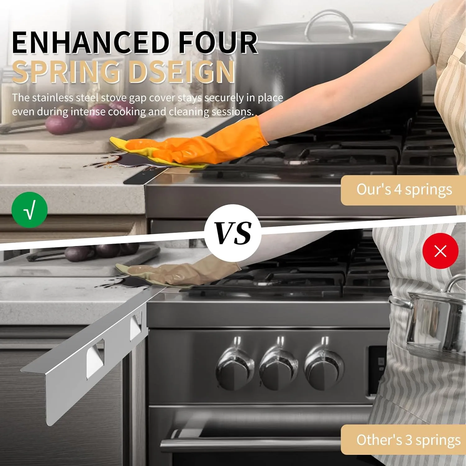 Stove Gap Covers 316 Stainless Steel Stove Gap Filler Oven Side Gap Filler Between Stove and Counter Slide In Range Trim Kit for Kitchen 2 Pack(23.2” Matte Black)