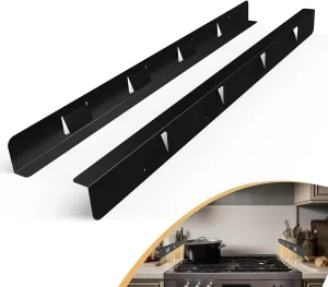 Stove Gap Covers 316 Stainless Steel Stove Gap Filler Oven Side Gap Filler Between Stove and Counter Slide In Range Trim Kit for Kitchen 2 Pack(23.2” Matte Black)