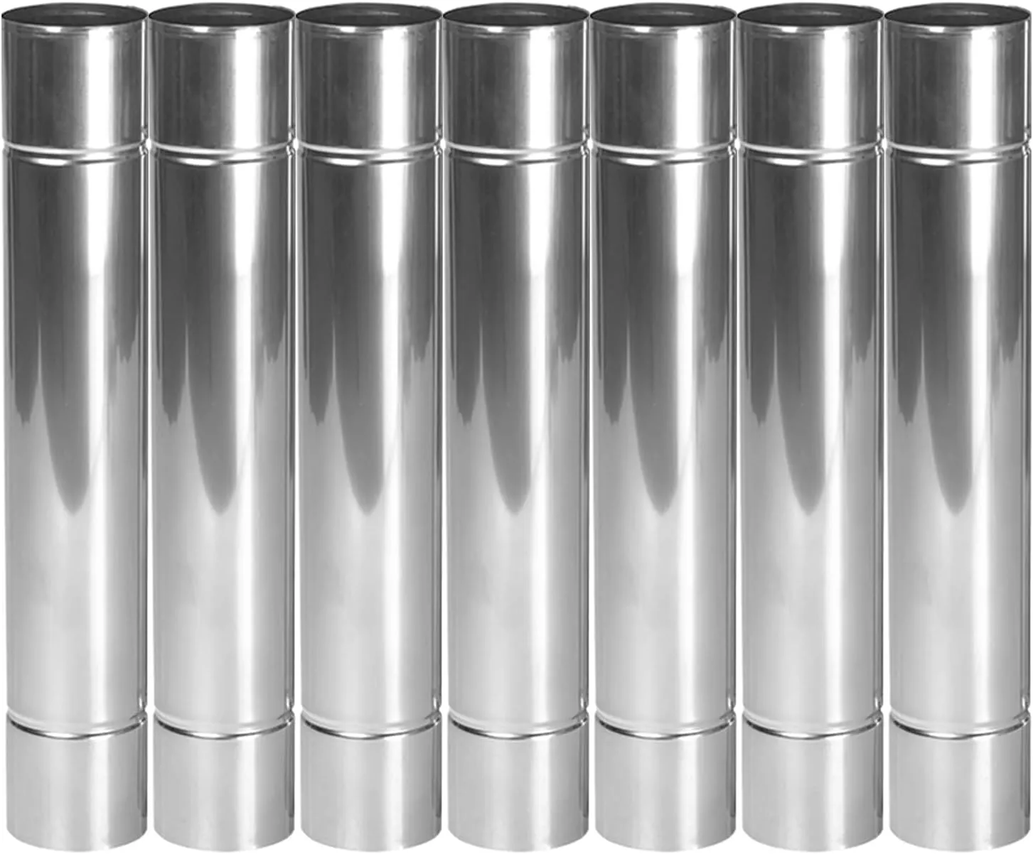 Stove Pipe 2.36" Chimney Pipe Thicken Stainless Steel Solowilder Chimney Cap Wood Stove Flue Extend 14" (7 pcs)