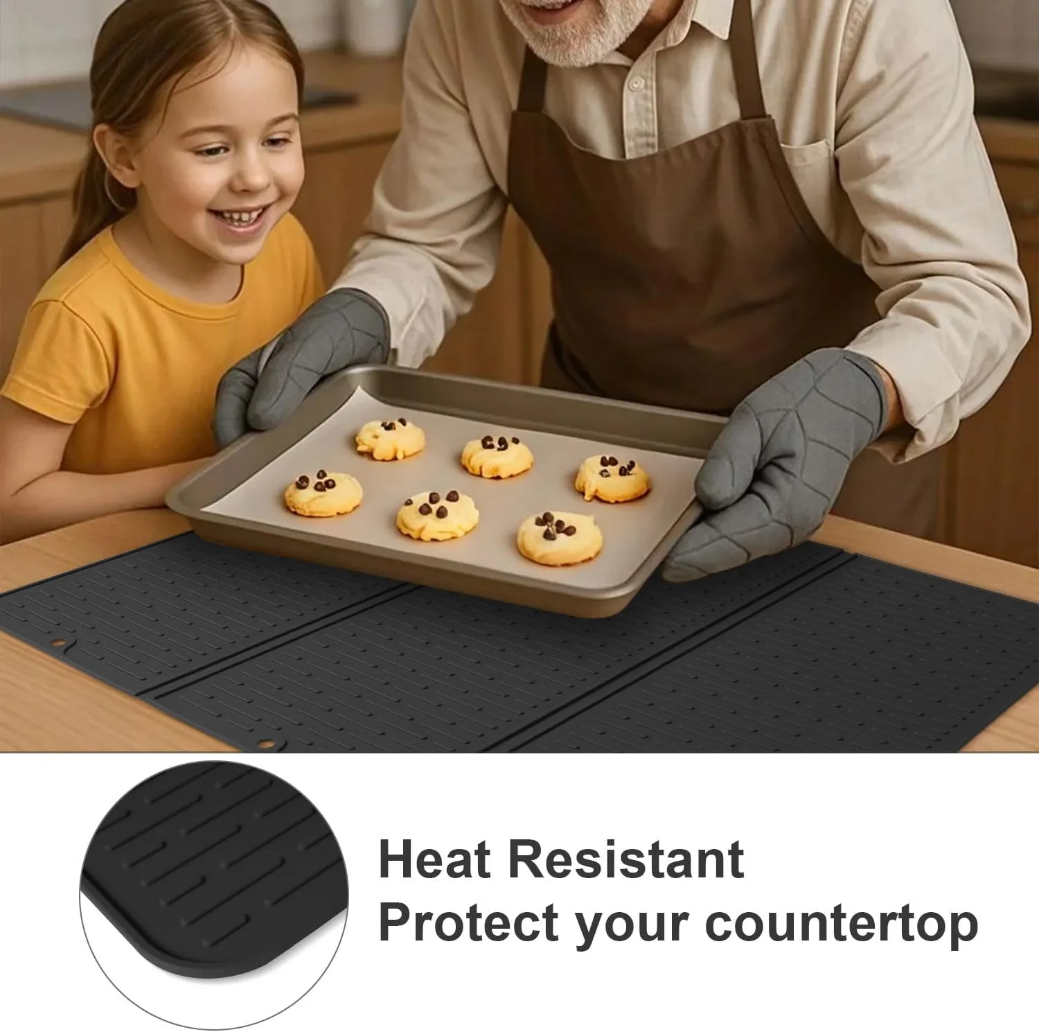 Stove Top Cover for Electric Stove - Foldable Glass Top Stove Cover Protector,Ceramic Flat Top Stove Cover, Induction Cooktop Protector, Oven Cover, 28" x 20" Dish Drying Mat (Black)