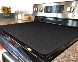 Stove Top Cover for Electric Stove - Silicone Stove Mat for Glass Top, Glass Cooktop Protector, XL Dish Drying Mats For Kitchen,Oven Covers for Electric Stove (Black,28 x 20)