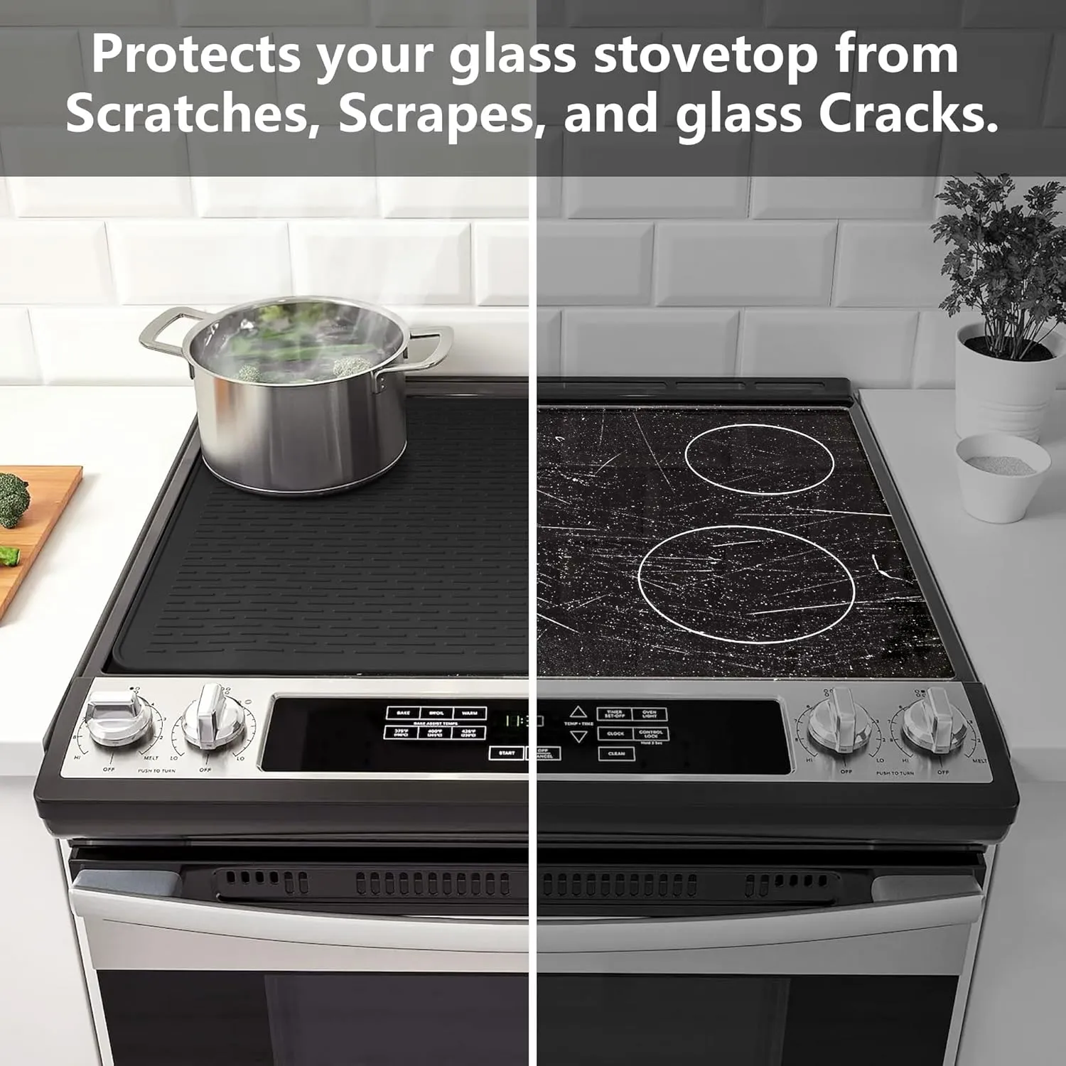 Stove Top Cover for Electric Stove - Silicone Stove Mat for Glass Top, Glass Cooktop Protector, XL Dish Drying Mats For Kitchen,Oven Covers for Electric Stove (Black,28 x 20)