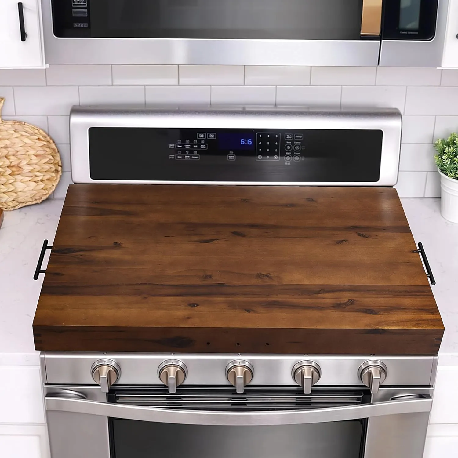 Stove Top Covers for Electric Stove - Acacia Wood Noodle Board for Gas Stovetop - Stove Top Covers for Gas Burners - Wooden Kitchen Sink Cover (Walnut Color, 30"L x 22"W x 2.49"H)