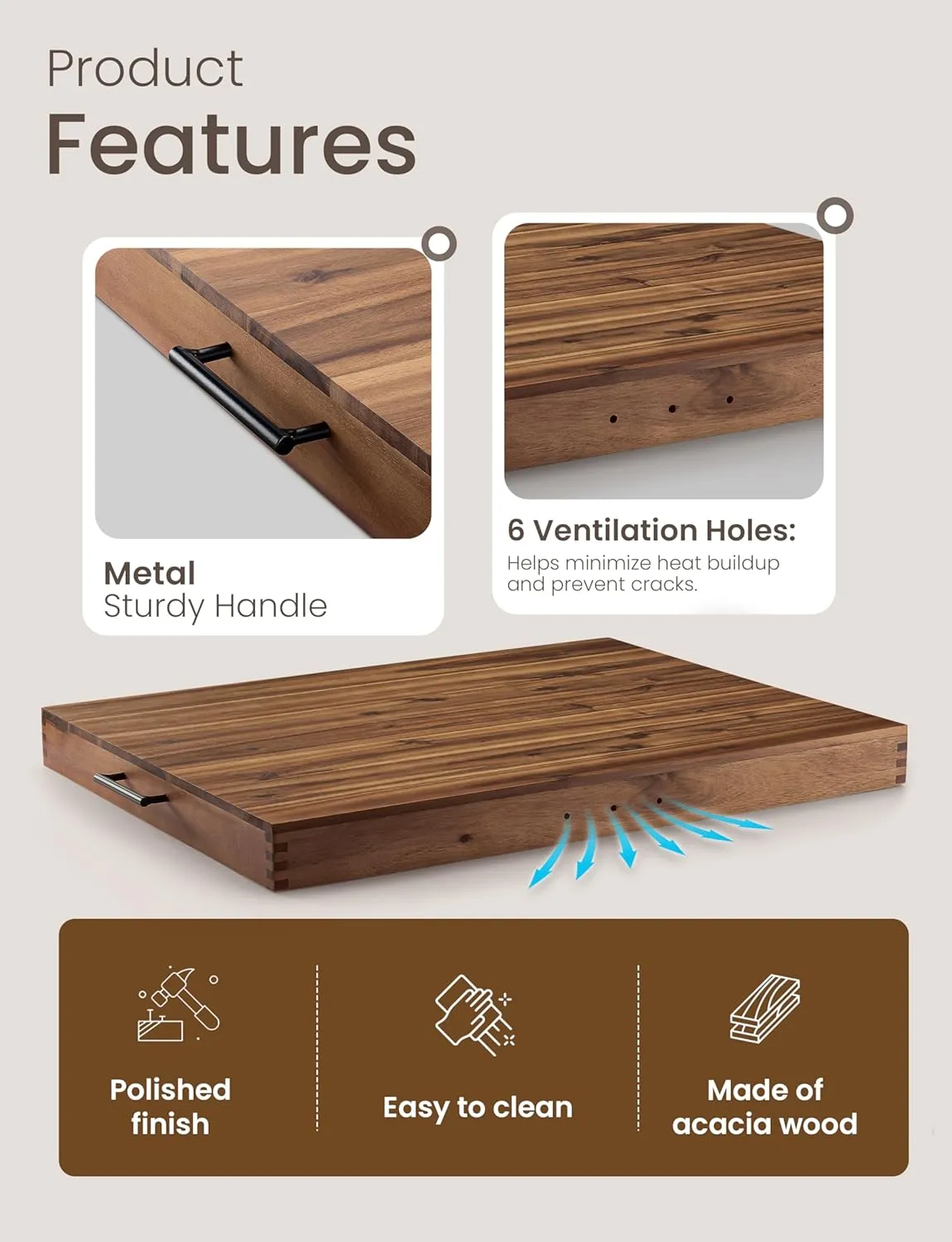 Stove Top Covers for Electric Stove - Acacia Wood Noodle Board for Gas Stovetop - Stove Top Covers for Gas Burners - Wooden Kitchen Sink Cover (Walnut Color, 30"L x 22"W x 2.49"H)