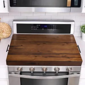 Stove Top Covers for Electric Stove - Acacia Wood Noodle Board for Gas Stovetop - Stove Top Covers for Gas Burners - Wooden Kitchen Sink Cover (Walnut Color, 30"L x 22"W x 2.49"H)