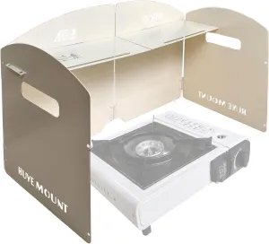 Stove Windscreen - Folding Camping Stove Windshield 4 Plates Stainless Steel Stove Windscreen with Shelf Board for Outdoor, Picnic, Backpacking and Cooking Beige, Large, SW-02-Bei