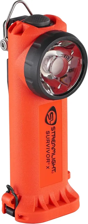 Streamlight 90044 Survivor X USB 250-Lumen USB Rechargeable Right-Angle Firefighter's Flashlight with Rechargeable Battery Pack, Orange