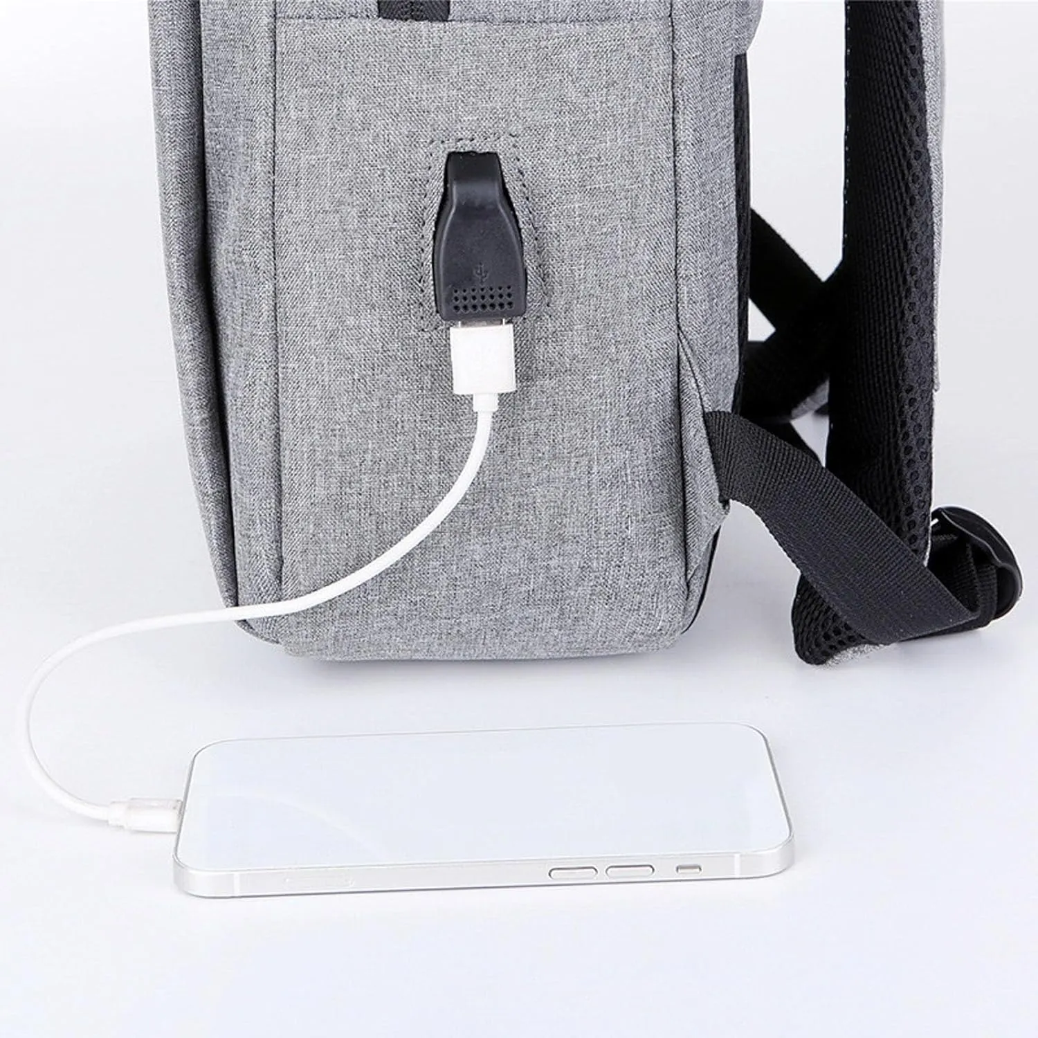 Student Backpack Fashionable New Pattern Simple Solid Color Large Capacity Comfortable Shoulder Men (Grey, One Size)