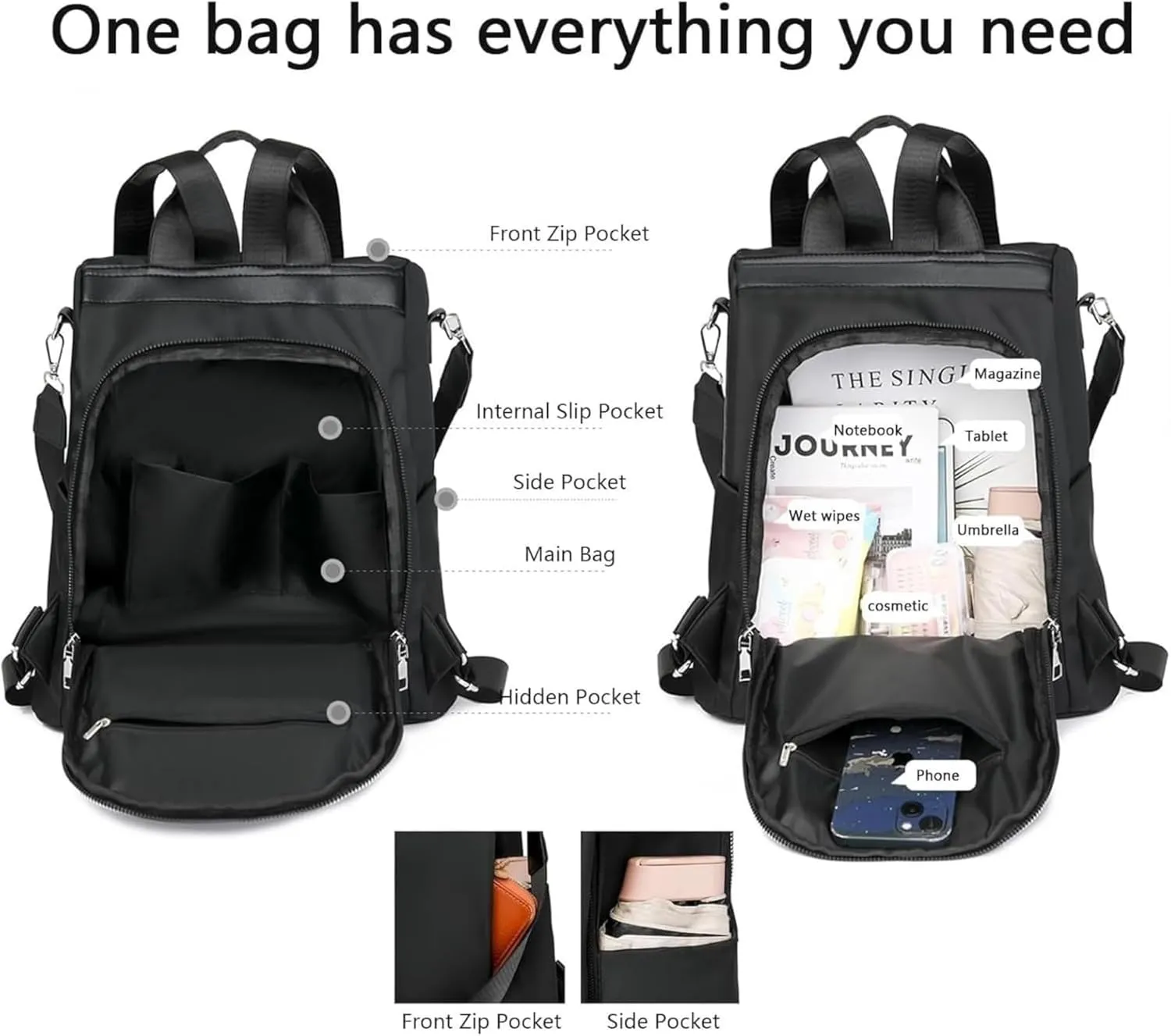 Subscrsidewa Anti-Theft Large Capacity Backpack, with Lockable Compartments, Durable Oxford Bag for Work/Travel
