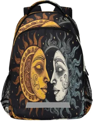 Sun and Moon Design Waterproof Backpack - Casual Outdoor Sports Daypack with Ergonomic Shoulder Straps#666