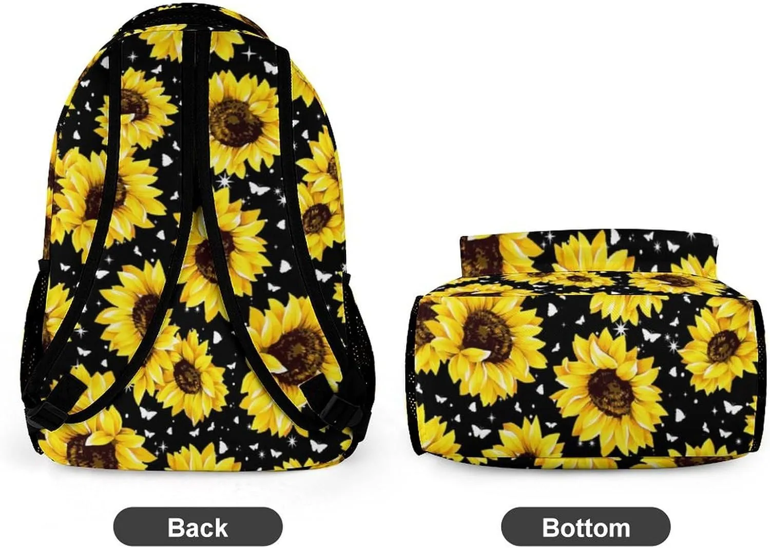 Sunflower School Backpack for Kids Girls Boys, 16 Inch Cute Sunflowers Themed Bookbag, Personalized School Backpack for Students Children, Lightweight, Large Capacity