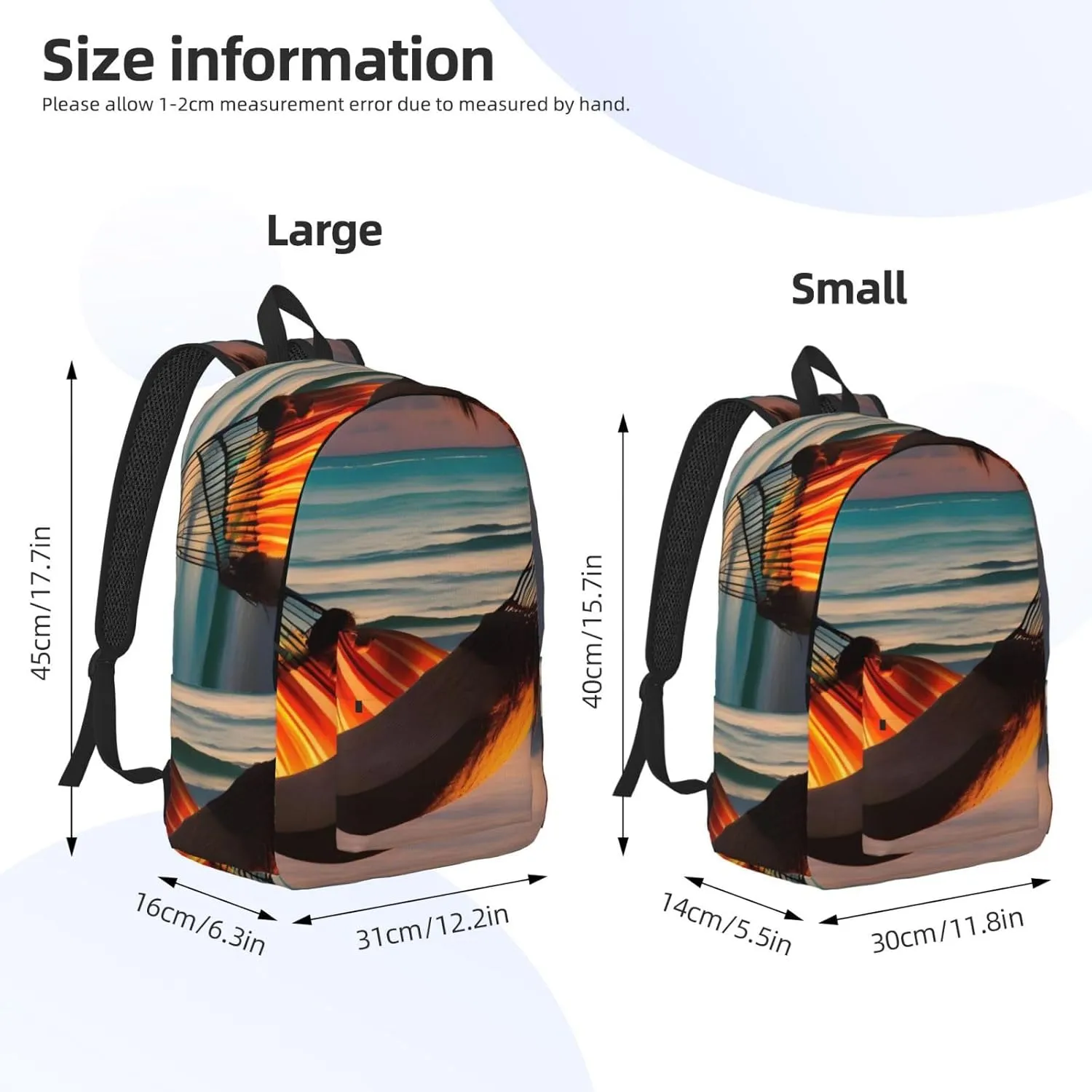 Sunset Beach Hammock Double Shoulder Backpack, Lightweight Backpack, Medium Suitable For Traveling, Outdoor Activities.