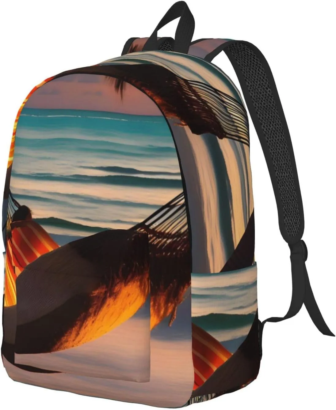 Sunset Beach Hammock Double Shoulder Backpack, Lightweight Backpack, Medium Suitable For Traveling, Outdoor Activities.
