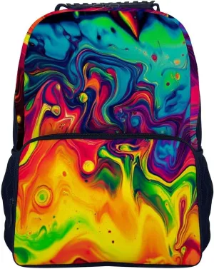 Supdreamc Fantasy Color Neon Colorful Rucksacks Lightweight Multipurpose Anti-Theft Shoulder Bag Big Capacity Traveling & Camping Backpack With Side Pockets