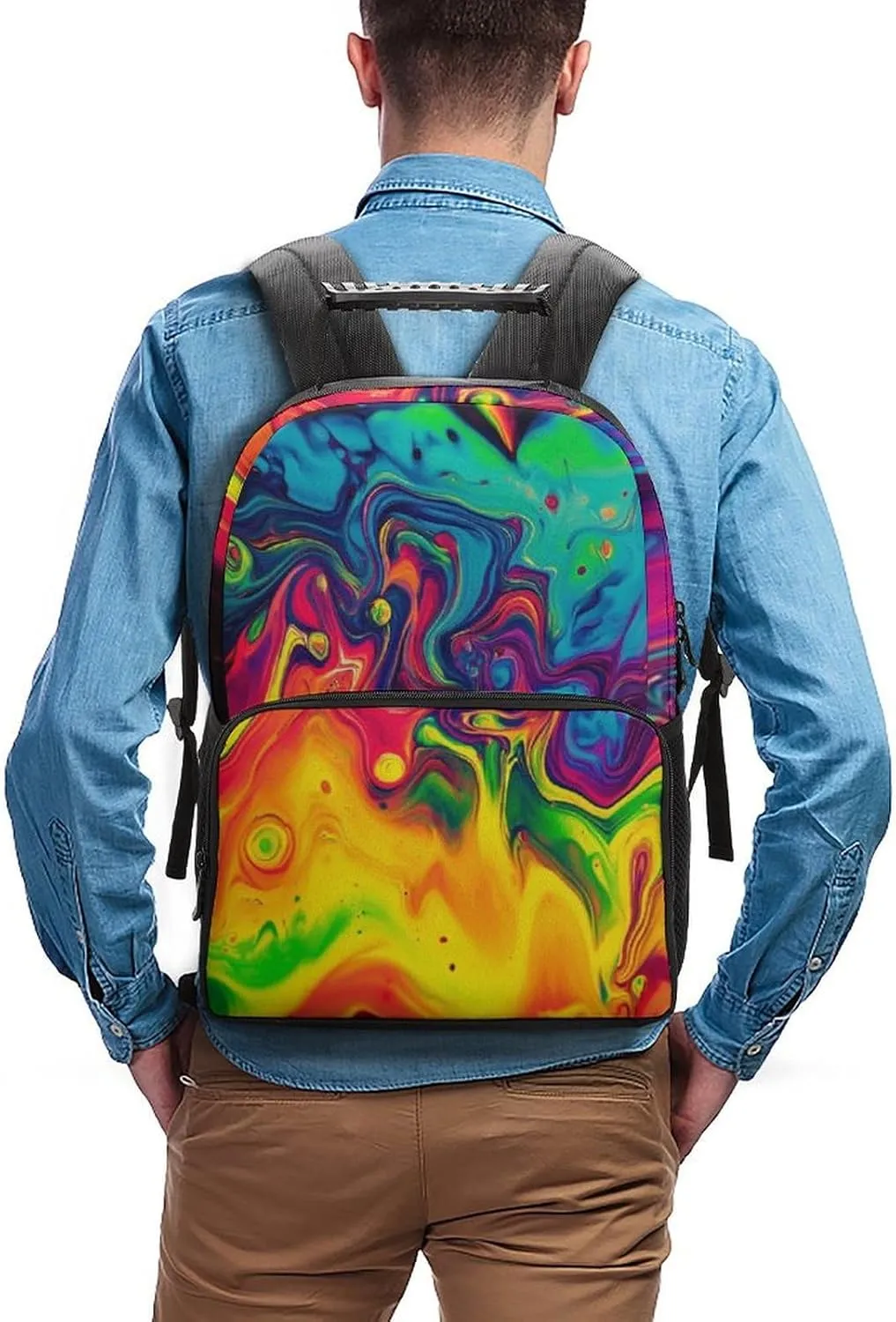 Supdreamc Fantasy Color Neon Colorful Rucksacks Lightweight Multipurpose Anti-Theft Shoulder Bag Big Capacity Traveling & Camping Backpack With Side Pockets