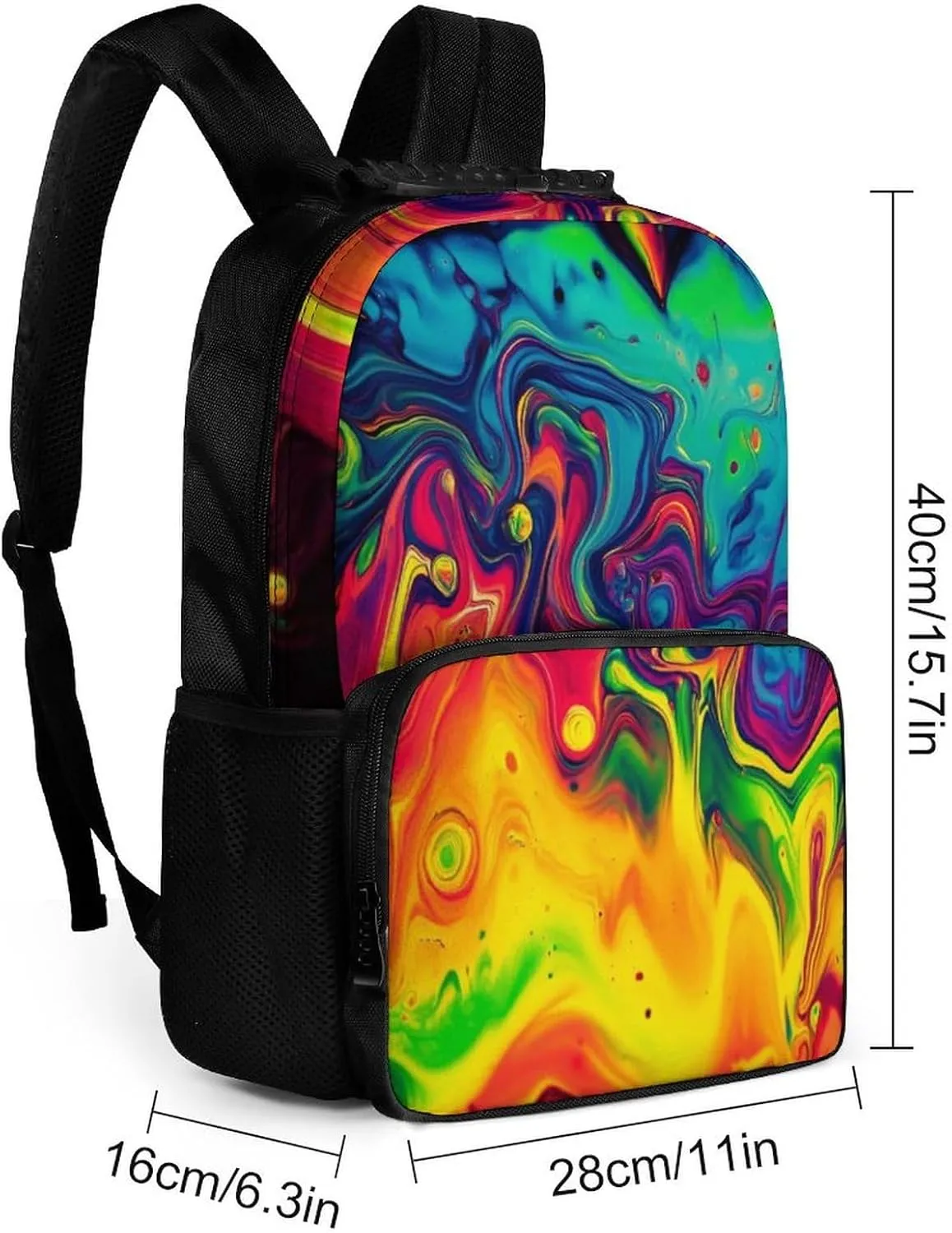Supdreamc Fantasy Color Neon Colorful Rucksacks Lightweight Multipurpose Anti-Theft Shoulder Bag Big Capacity Traveling & Camping Backpack With Side Pockets