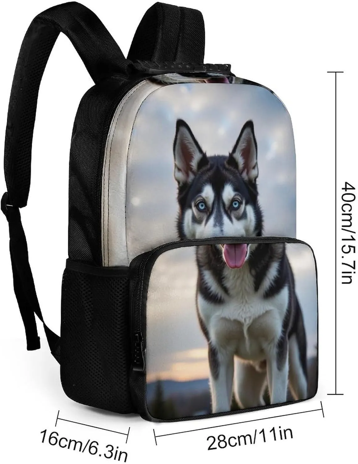 Supdreamc Lightweight Daypack Bookbag for Trekking Business Walking Cycling - Big Capacity Anti-Theft Multipurpose Carry On Bag, Alaska Husky Dog Business Computer Bag
