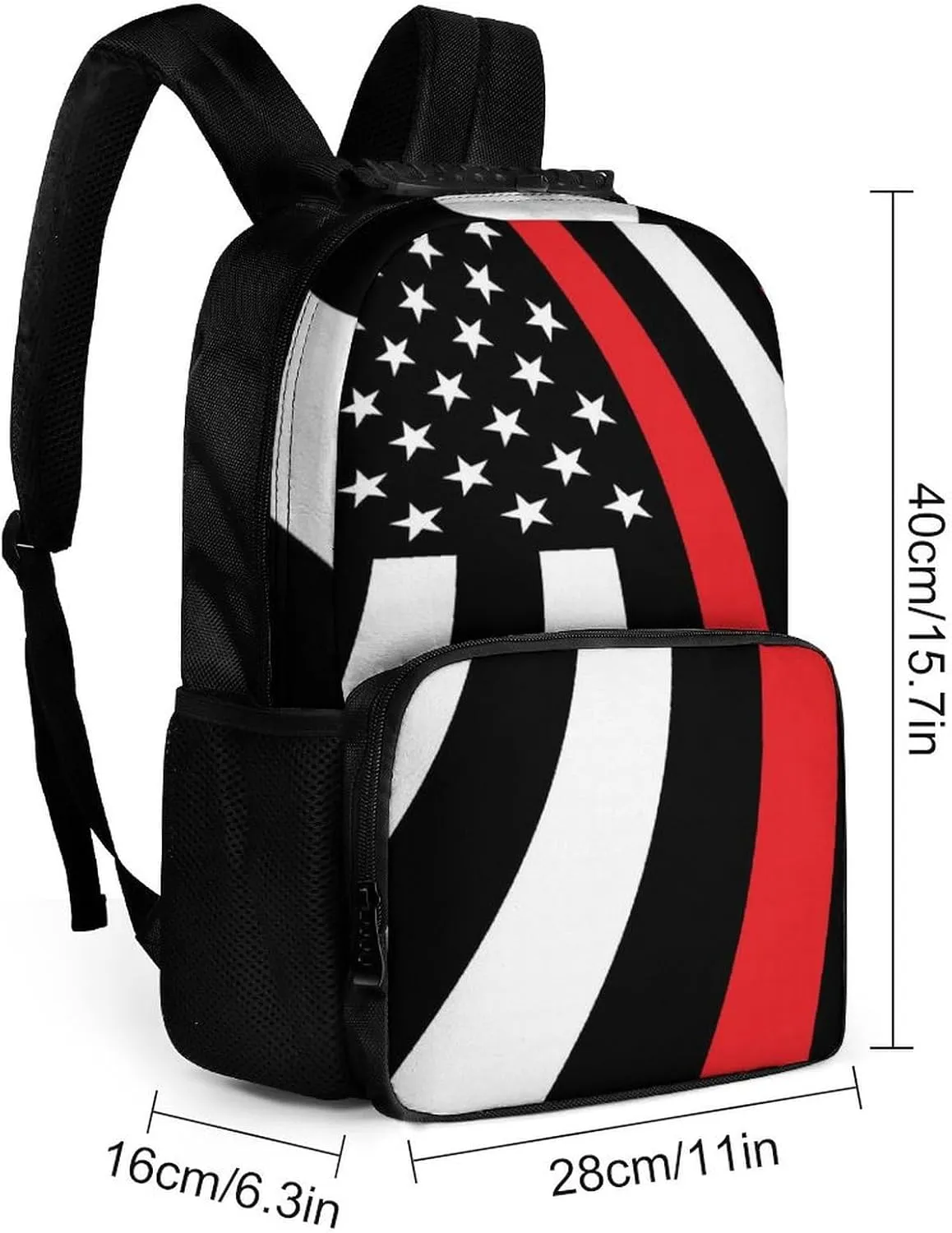 Supdreamc Lightweight Daypack for Camping Business Walking Cycling - Large Capacity Anti-Theft Multipurpose Bookbag, American Thin Red Line Flag Pattern Gym Outdoor Hiking Backpack