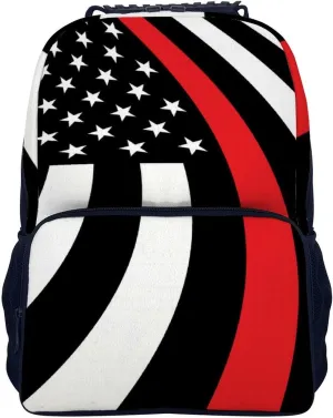 Supdreamc Lightweight Daypack for Camping Business Walking Cycling - Large Capacity Anti-Theft Multipurpose Bookbag, American Thin Red Line Flag Pattern Gym Outdoor Hiking Backpack