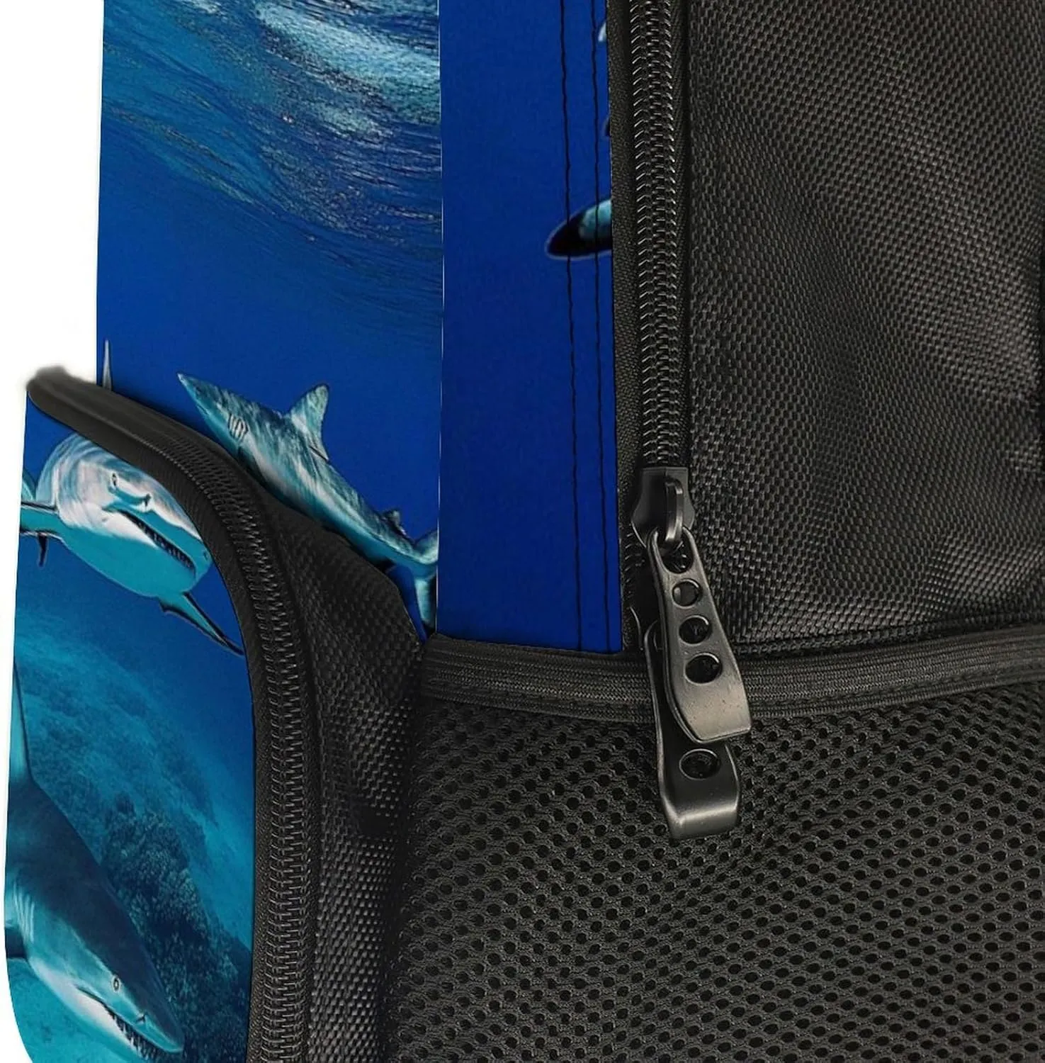 Supdreamc Polyester Daypack Bookbag for Gym Business Bicycle - Large Capacity Multipurpose Anti-Theft Carry On Bag, Blue Ocean Sea Shark Travel Hiking Daypack