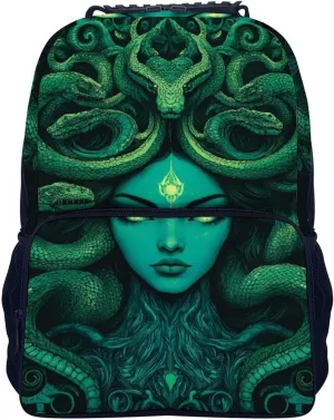 Supdreamc Polyester Daypack for Hiking Work Running - Big Capacity Anti-Theft Multipurpose Shoulder Bag, Ancient Greece Snake Queen Medusa Art Travel and Sport Backpack Rucksack