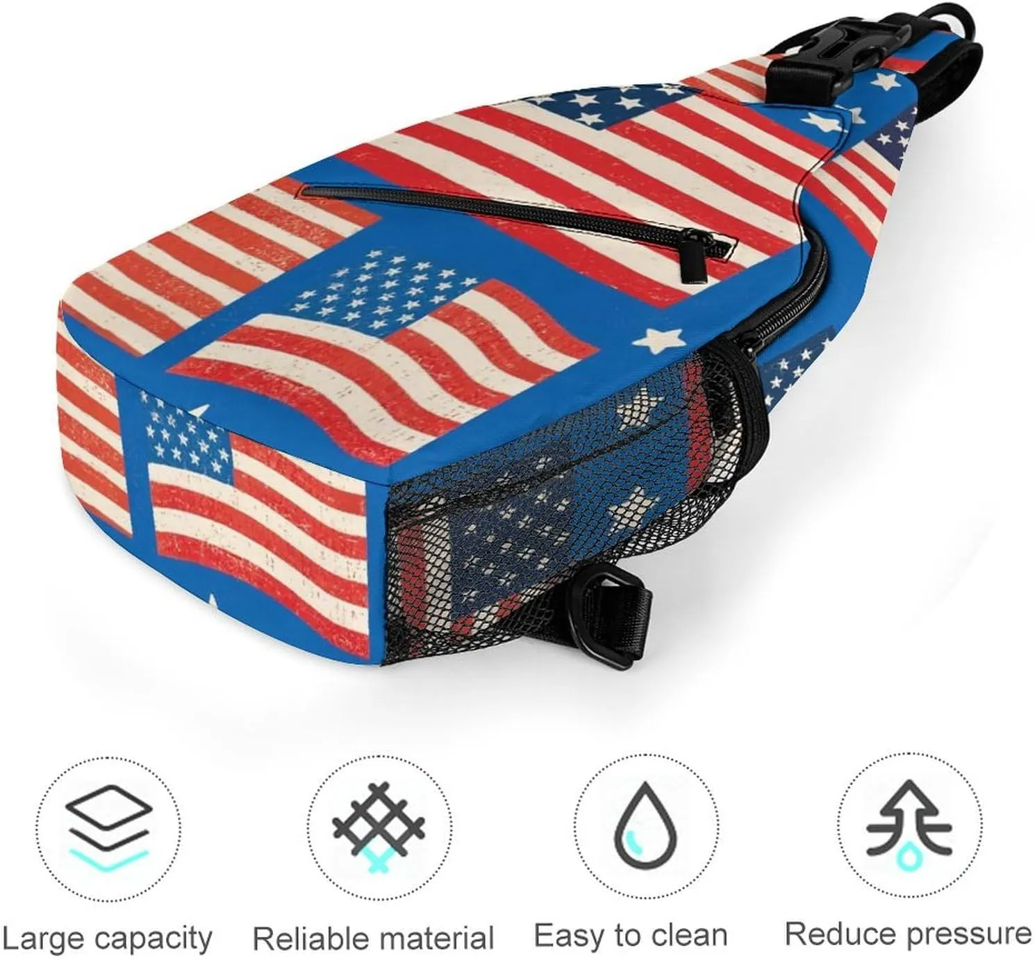 Supdreamc Sling Bag Backpack for Men Women Multipurpose Anti-Theft Satchel Bookbags Travel Rucksack Daypack Bookbag, Usa Flag Grunge Old American Flag Art Shoulder Crossbody Bag Chest Pack