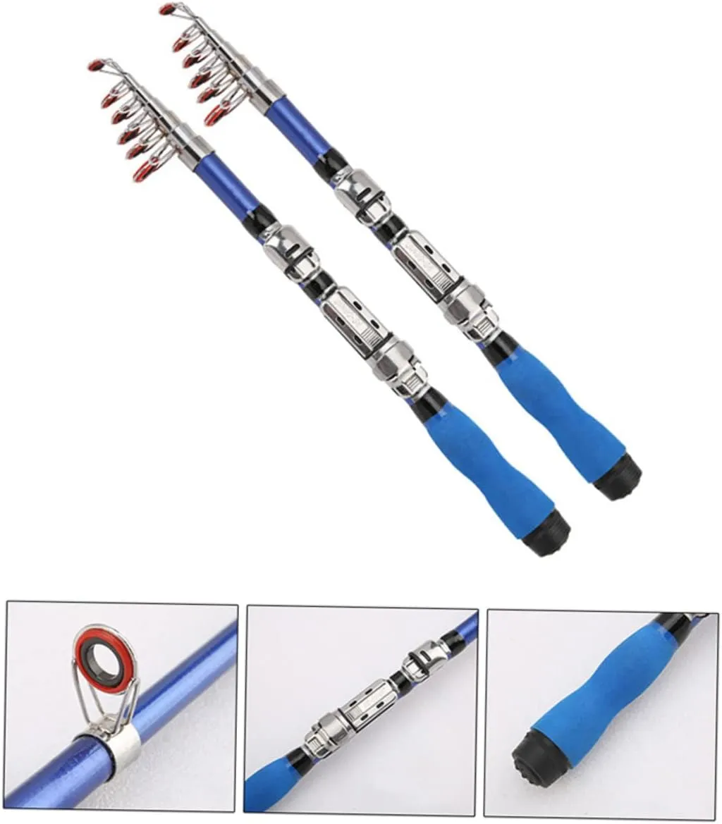 SUPVOX 2pcs Fishing Pole Carbon Fiber Fishing Rod Telescopic Fishing Rod Boat Fishing Rod Portable