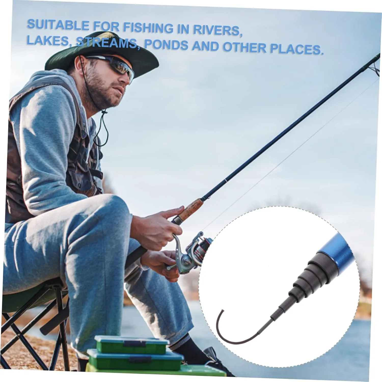 SUPVOX 2pcs Fishing Pole Carbon Fiber Fishing Rod Telescopic Fishing Rod Boat Fishing Rod Portable