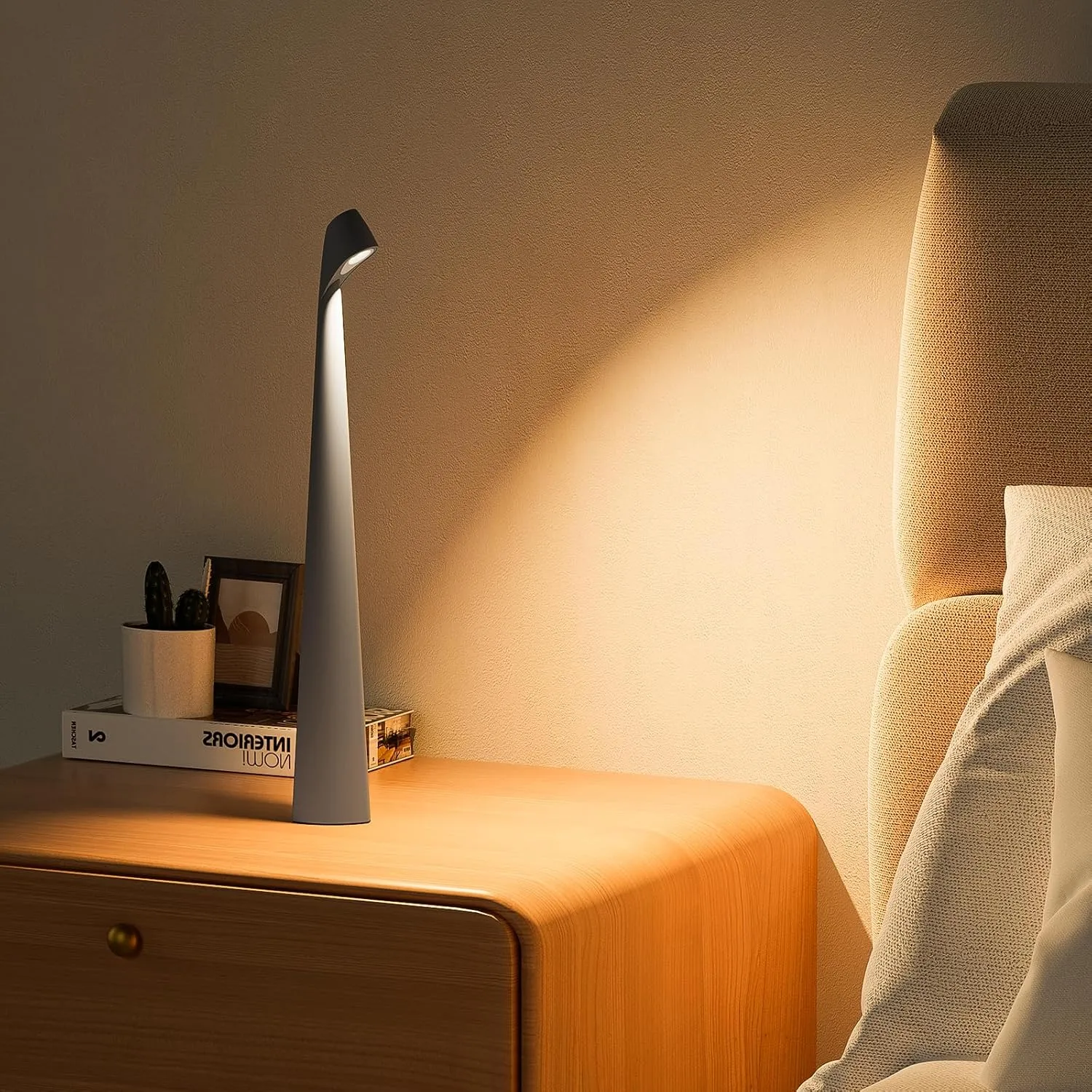 Table Lamps Cordless Rechargeable Battery Light, LED Desk Lamps Outdoor Portable Touch Lamps, Operated Wireless Portable Lamp. (Grey)