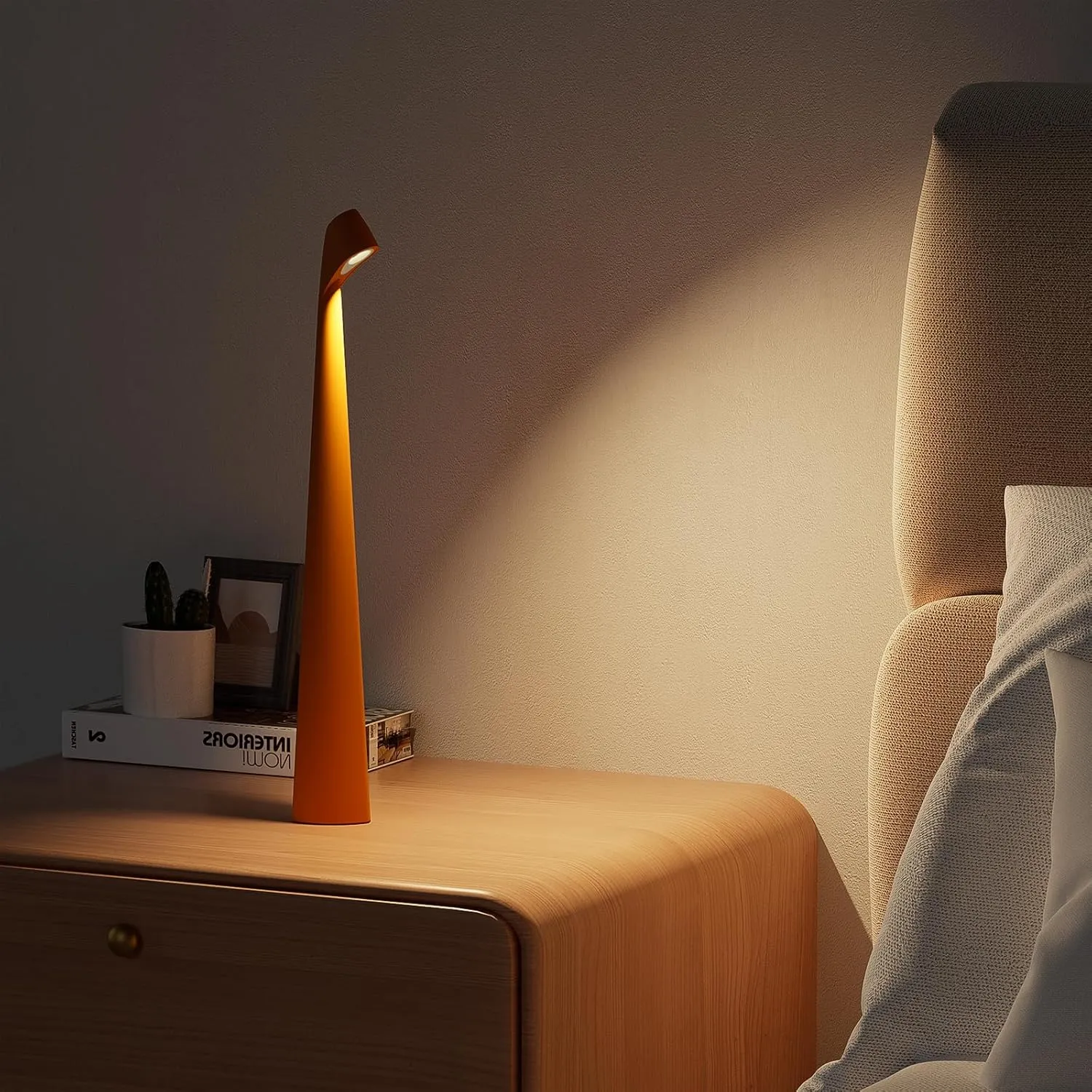 Table Lamps Cordless Rechargeable Battery Light, LED Desk Lamps Outdoor Portable Touch Lamps, Operated Wireless Portable Lamp. (Orange)