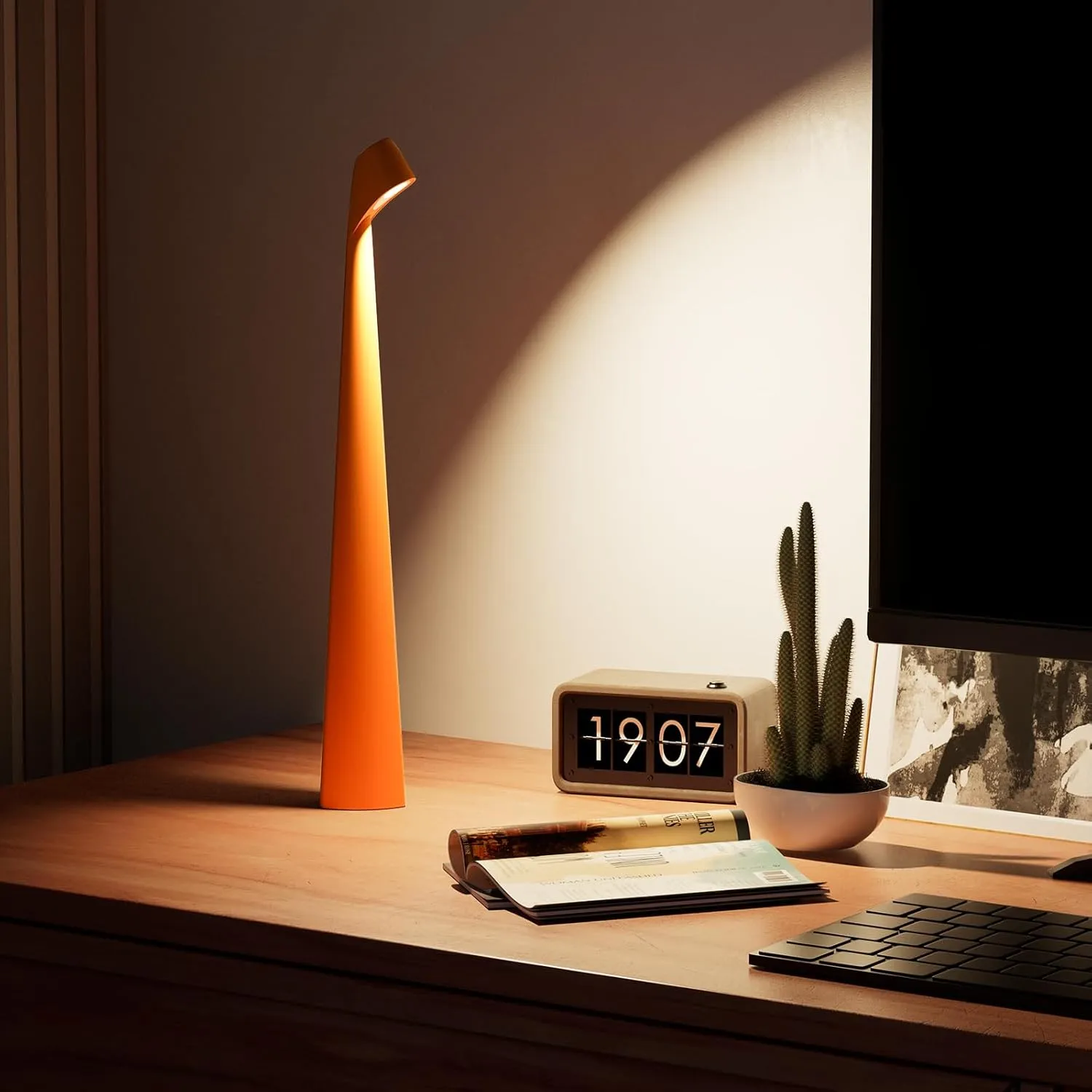 Table Lamps Cordless Rechargeable Battery Light, LED Desk Lamps Outdoor Portable Touch Lamps, Operated Wireless Portable Lamp. (Orange)