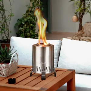 Tabletop Fire Pit - Outdoor Smokeless Table Top Firepit - Mini Fire Stove for Patio and Balcony with Bonus of Tongs and Roasting Sticks for Smores Maker | Fueled by Pellets or Wood
