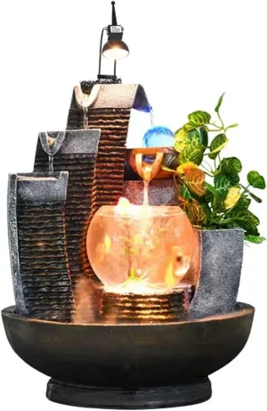 Tabletop Fountain Modern Indoor Alpine Water Fountain Turning Ball Living Room Decoration Indoor Humidifier Fish Tank Desktop Decoration Home Decoration Water Fountain
