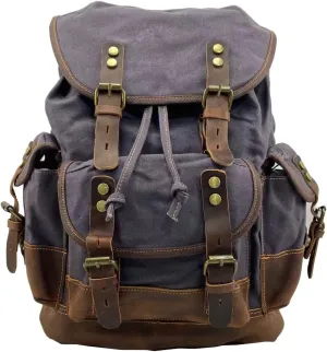 Tactical Backpack Military Molle Hiking 20-35L Waterproof oil wax canvas bag travel mountaineering bag grey