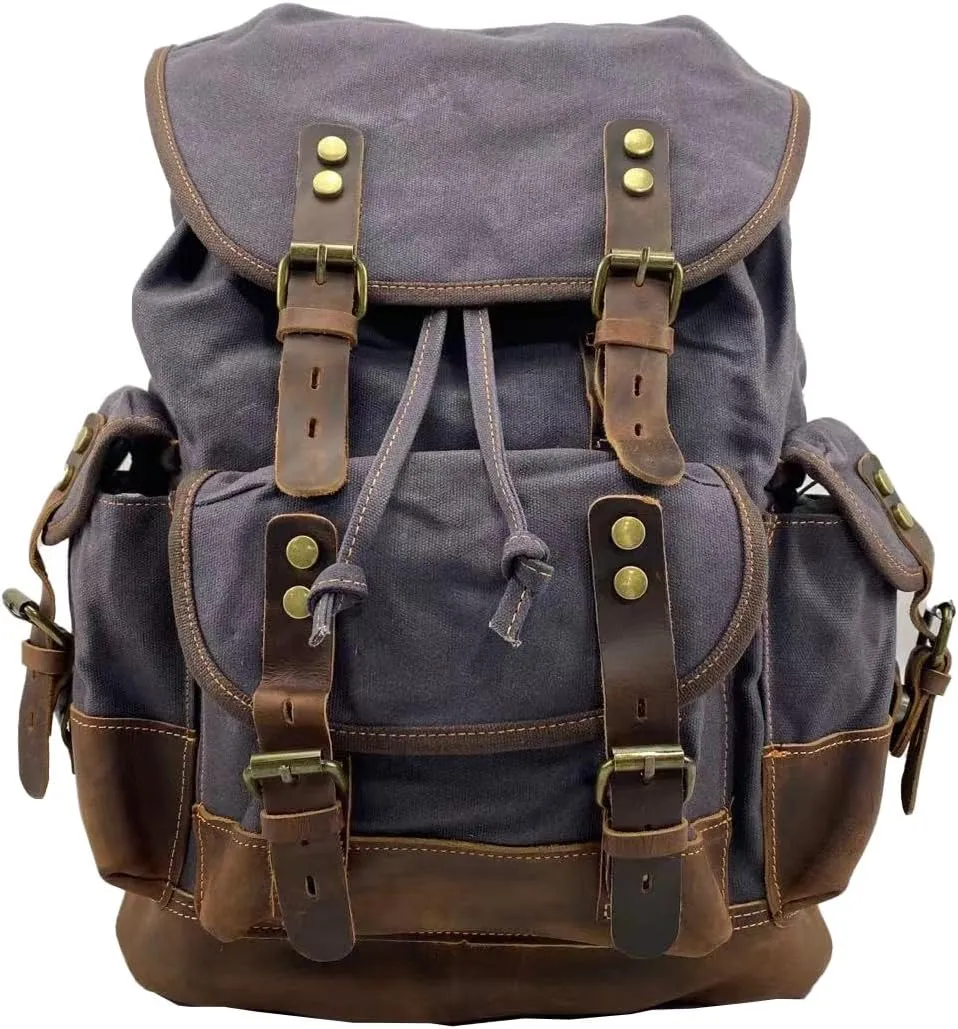 Tactical Backpack Military Molle Hiking 20-35L Waterproof oil wax canvas bag travel mountaineering bag grey