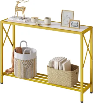 Tajsoon Entryway Table, 2-Tier Entry Way Console Entrance Table, 41.7”L Narrow Sofa Table with Shelves, Ideal for Hallway, Entryway, Living Room, Foyer, Corridor, and Office (Gold & White)