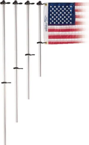 Taylor Made Flag Pole with Charlevoix Flag Clips, Adjustable Bottom Clip, O-Ring, 3/4" Diameter, 48" Flag Staff, Made in the USA (Hardware Not Included) - 2020109086