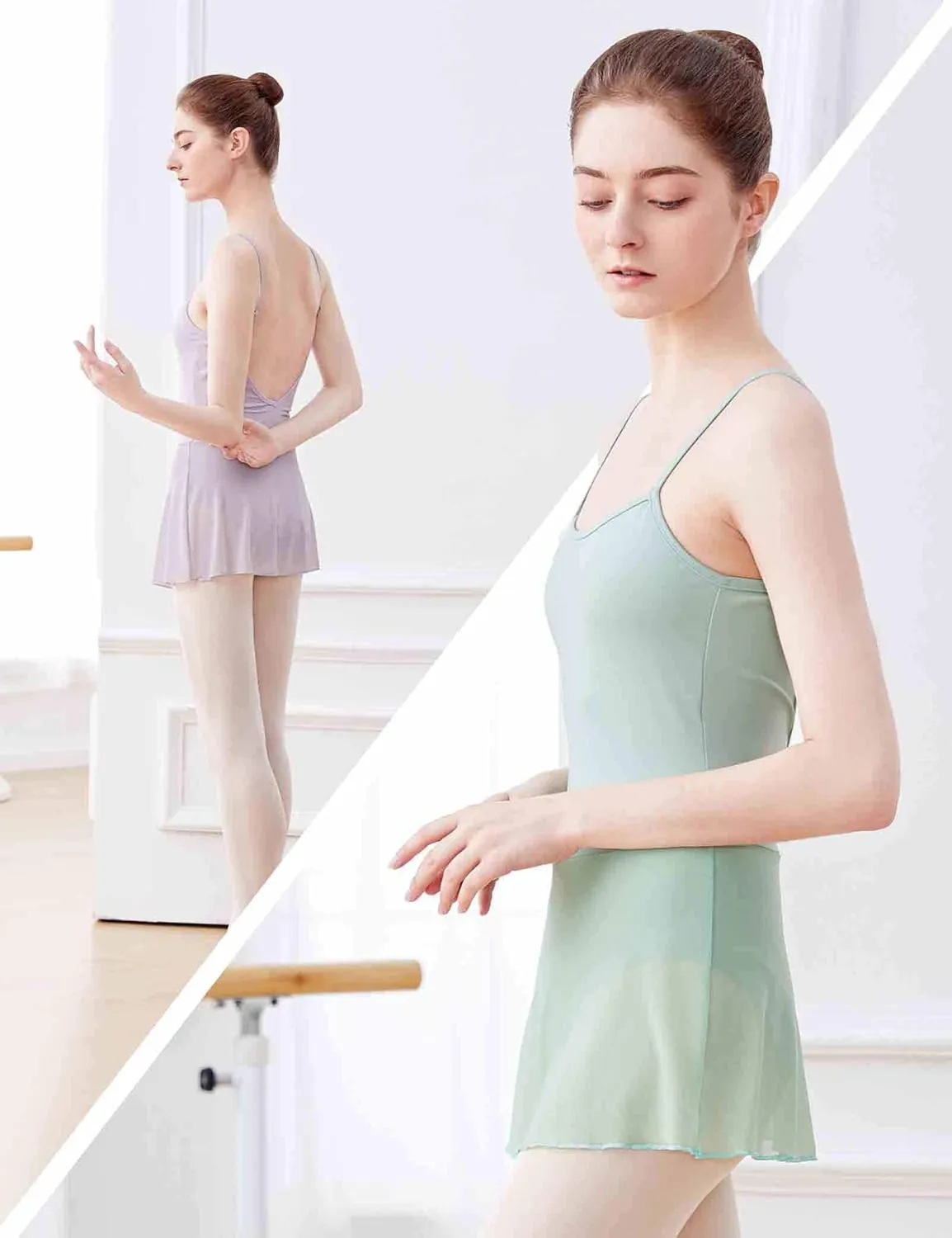 Teen Girls Women Mesh Skirted Leotards for Women Ballet, Dance Dress for Training, Skating