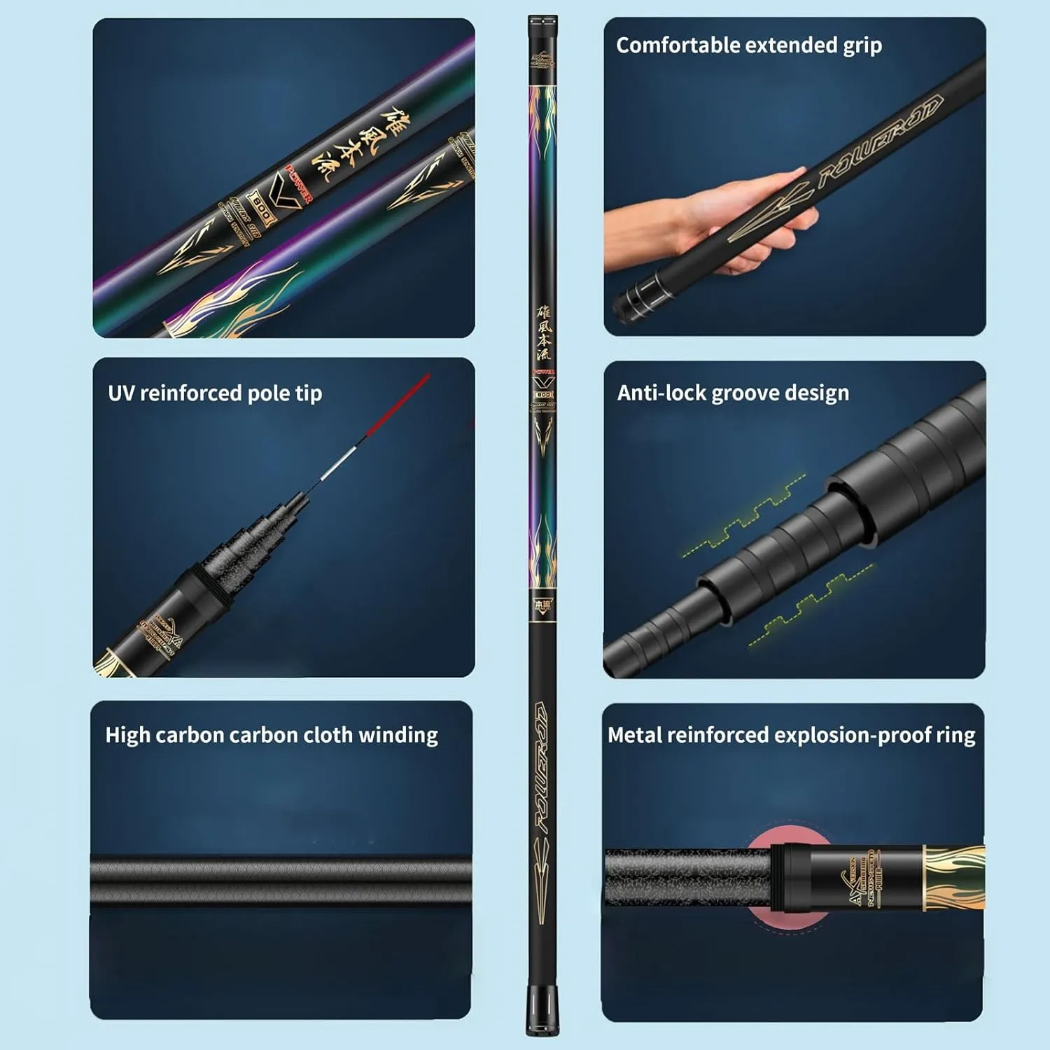 Telescopic Fishing Rod Carbon 8m 9m 10m 11m 12m 13m Fishing Pole Jigging rods Long Range Rivers Lakes Reservoirs Streams