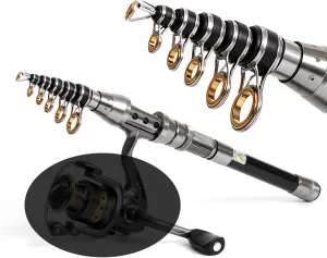 Telescopic Fishing Rod, Carbon Fiber Construction, Collapsible Design, Freshwater and Saltwater Compatible,patible