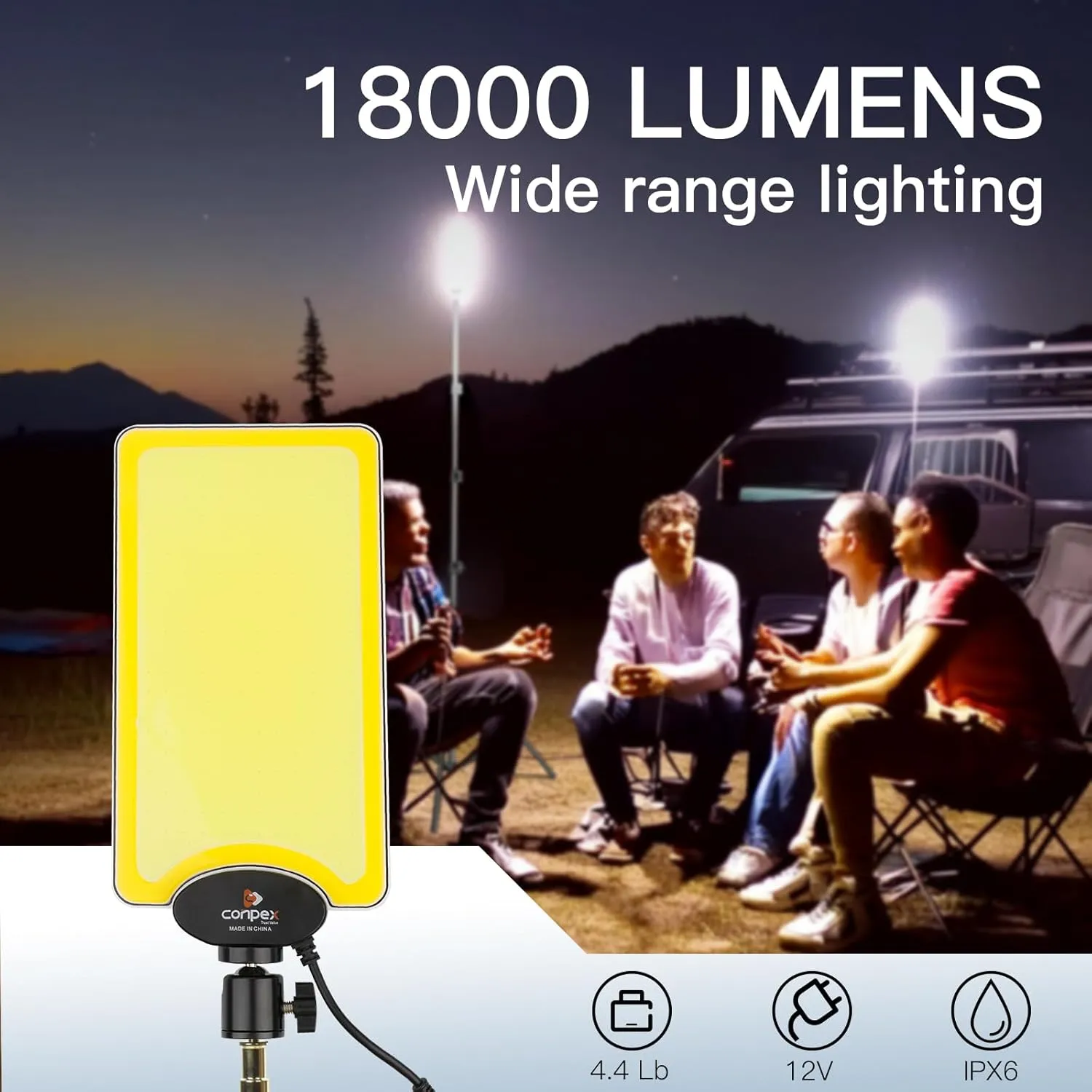 Telescopic LED Camping Lights 18000 Lumens - Tripod, Remote Control, Outdoor Telescoping Light with Stand