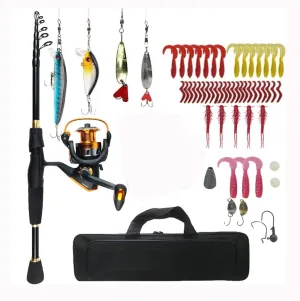Telescopic Road Subrod Set Spinning Wheel Fishing Rod Set Fishing Gear Set Travel Portable