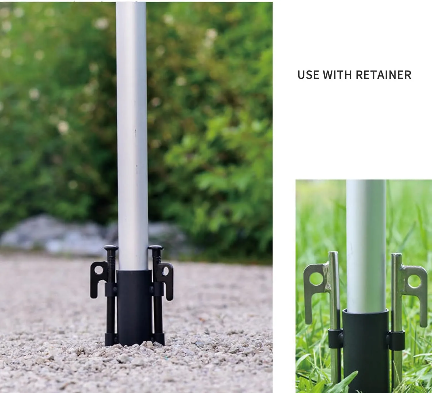 Telescoping Tarp Poles Adjustable Camping Tent Poles Aluminum Awning Tarp Pole, for Camping Tarp Awning Shelter Canopy Sunshade-1 Holder   2 30cm Ground Nails