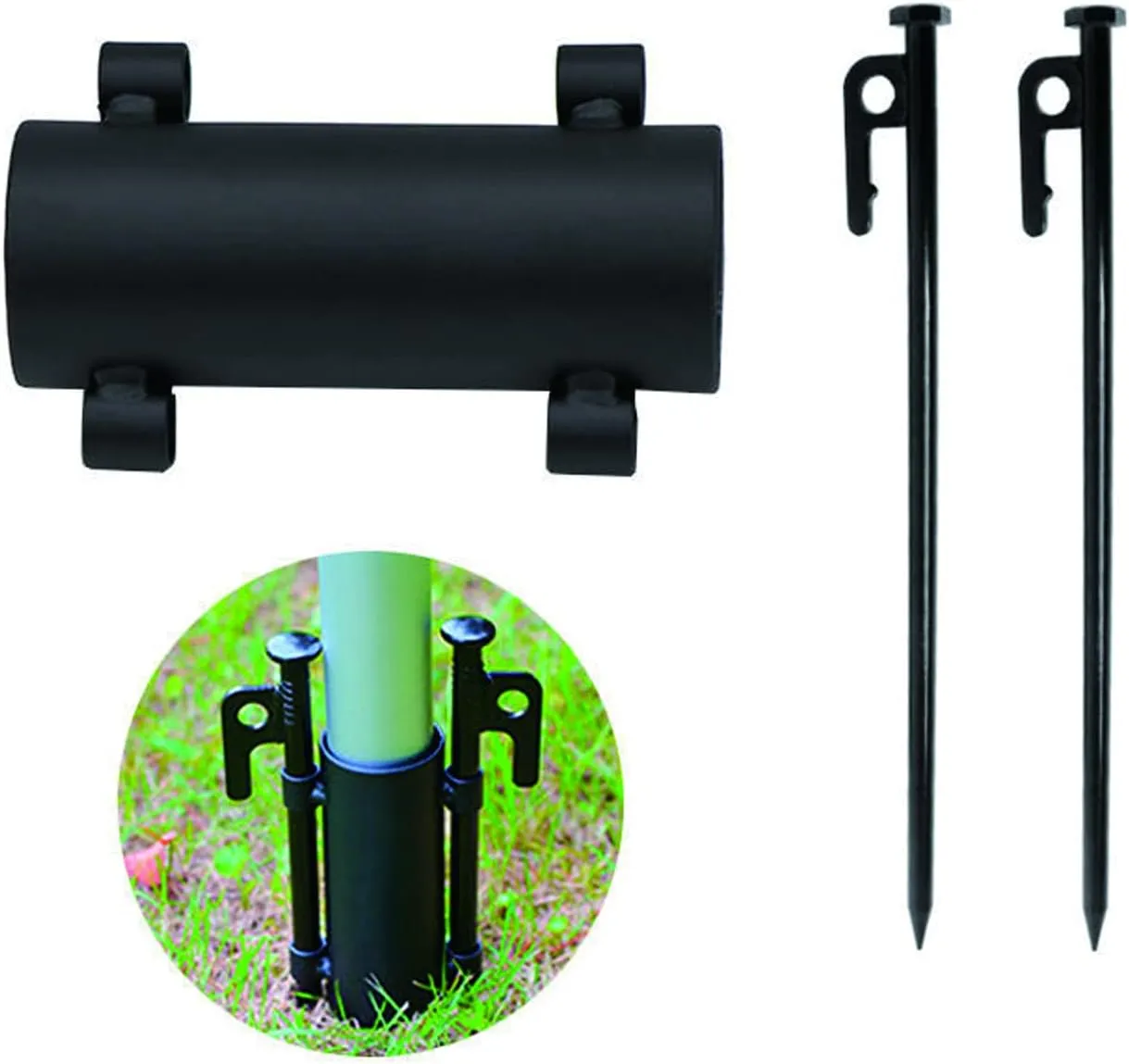 Telescoping Tarp Poles Adjustable Camping Tent Poles Aluminum Awning Tarp Pole, for Camping Tarp Awning Shelter Canopy Sunshade-1 Holder   2 30cm Ground Nails