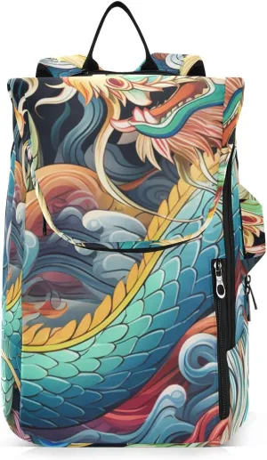 Tennis Bag Tennis Backpack for Women Men, Tennis Bag Holds 2 Rackets, Pickleball Paddles Balls, Badminton Squash, Chinese Dragon (1)