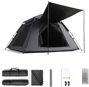 Tent Bounce in Three Seconds,Sun Protection Blackout Tents for Camping Practical Sturdy Camping Tents Family Ideal for Camping in The Garden 4 People