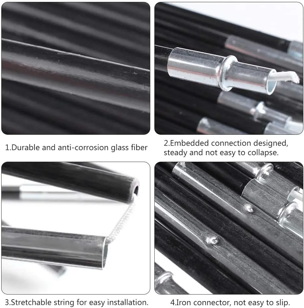 Tent Rod Glass Fiber Replacement Camping Tent Pole Kit Collapsible Tent Rod