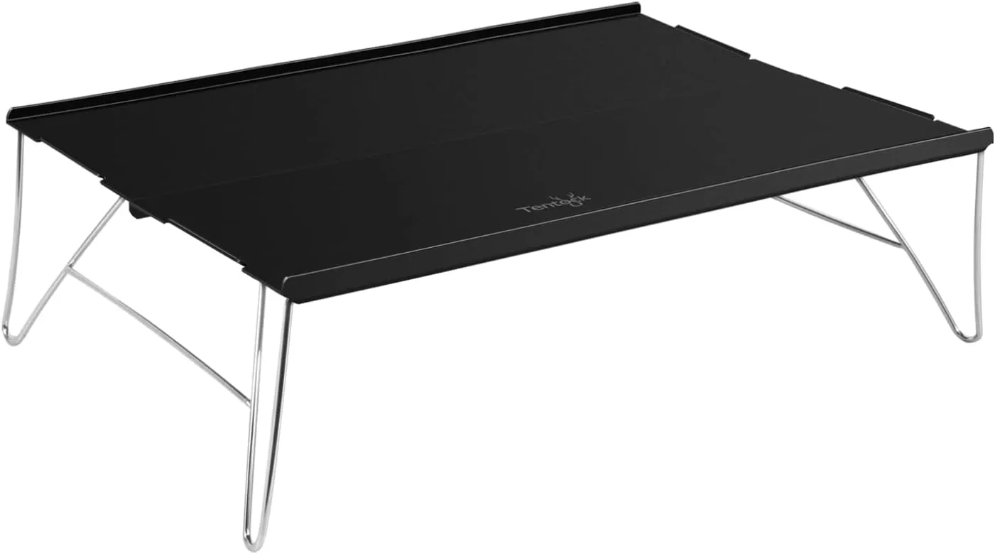 Tentock Ultralight Camping Table Mini Portable Table with Aluminum Alloy Desktop for Indoor and Outdoor Use for Fishing Picnic and Camping (Black)